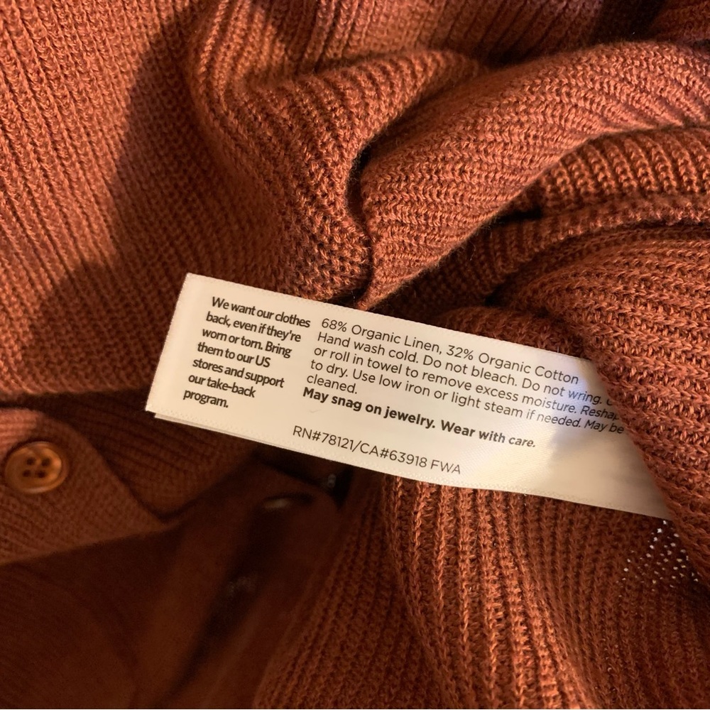 NEW Eileen Fisher Organic Cotton Linen V-Neck Cardigan in Red Plum, Size L - Picture 11 of 11